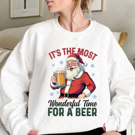 It's The Most Wonderful Time For a Beer Png, Merry Christmas Png, Santa Beer Png, Western Christmas Png Christmas Beer...
