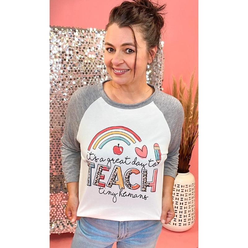 It's a Great Day to Teach Tiny Humans Natural-Grey Raglan T-Shirts, Hoodie, Sweatshirt | WearSparks.com