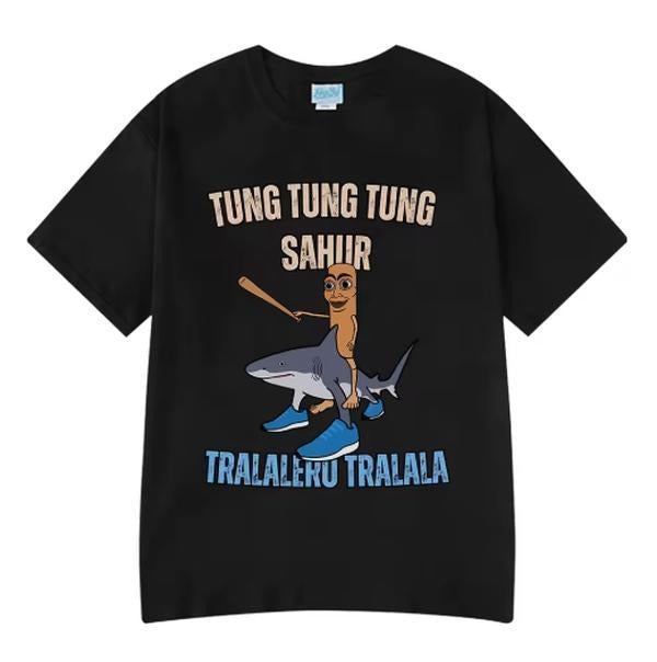 Italian Brainrot Tralalero Tralala Tung Tung Tung Sahur Funny Meme T-shirt Men Women Fashion Loose T Shirts 100% Cotton...