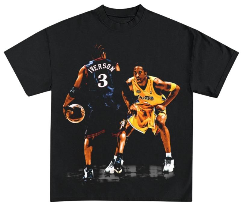 Iverson Vs. Kobe Vintage 90s Graphic T-Shirt,  Menswear Top Underwear Streetwear Shortsleeve Hoodie, Sweatshirt