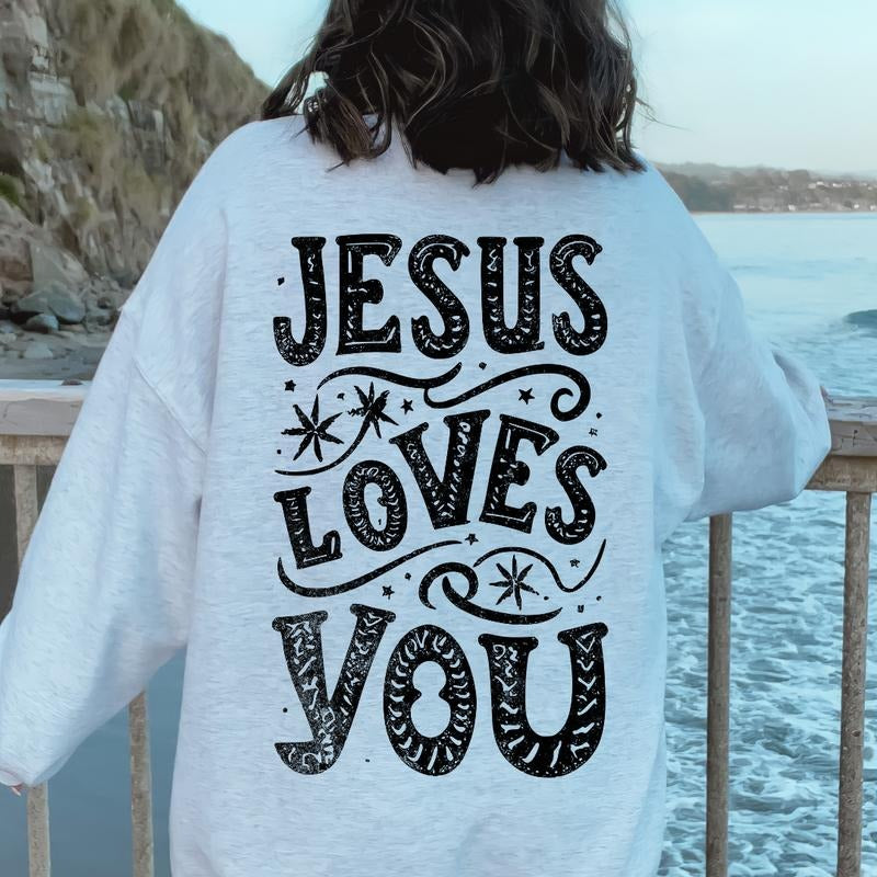 JESUS LOVES YOU STARS,  CHRISTIAN HOODIE OVERSIZED COMFY CASUAL COTTON HOODIE Comfort Unisex Womenswear Light T-Shirts,...