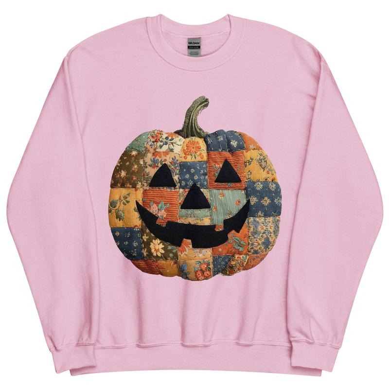 Jack O Lantern Patchwork Pumpkin Sweatshirt ~ Unisex Apparel Relaxed Fit Printed In The USA Clothing Womenswear Casual...