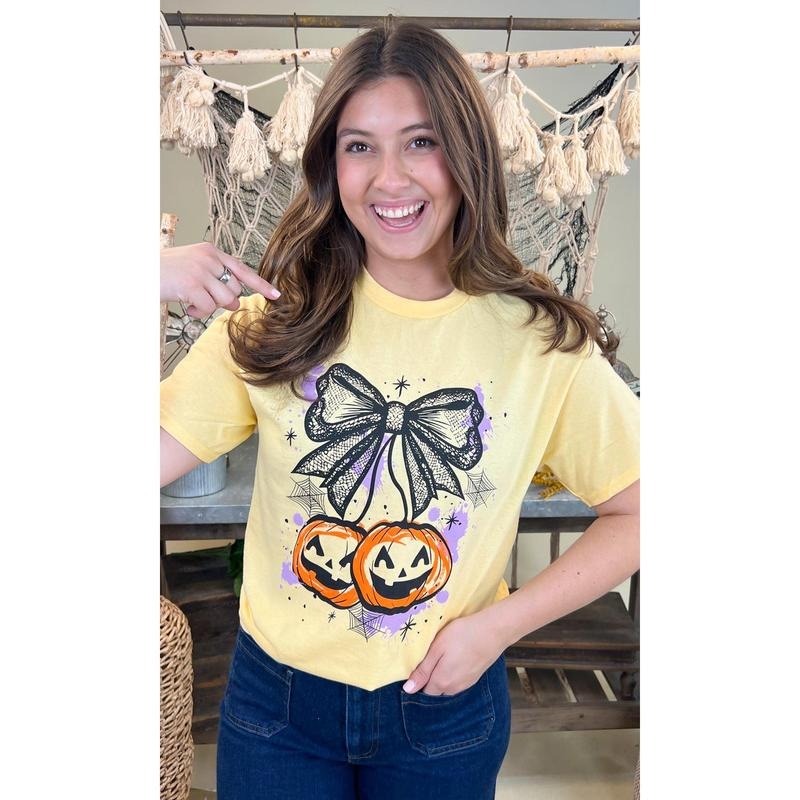 Jack-O-Latern Bow Halloween Graphic T-Shirt Hoodie, Sweatshirt | WearSparks.com