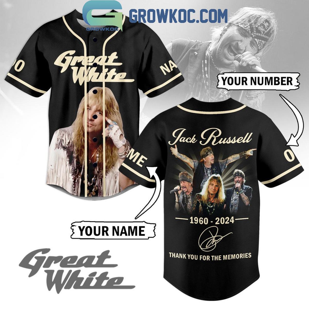Jack Russell Thank You For The Memories In Great White 2024 Personalized Baseball Jersey