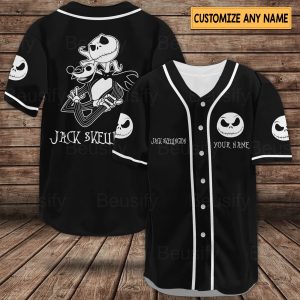 Jack Skellington Baseball Jersey, Baseball Jersey Shirt, Jack Skellington Shirt, Horror Movie Shirts