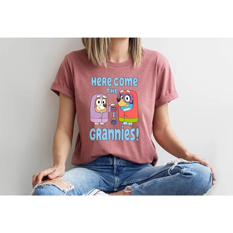 Janet And Rita T-shirt, Here Come The Grannies Shirt, Bluey Family Shirt, Funny Grannie Shirt, Cartoon Shirt, Heeler...
