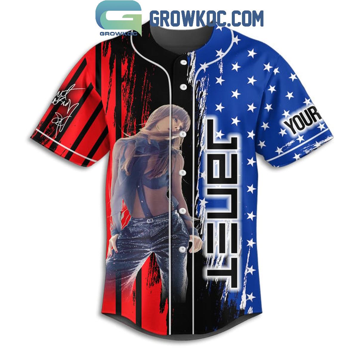 Janet Jackon America Flags Patriot Personalized Baseball Jersey
