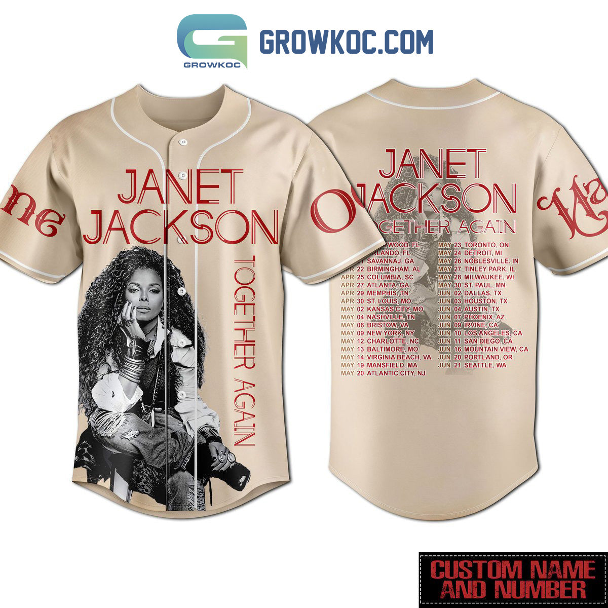 Janet Jackson Together Again Personalized Baseball Jersey