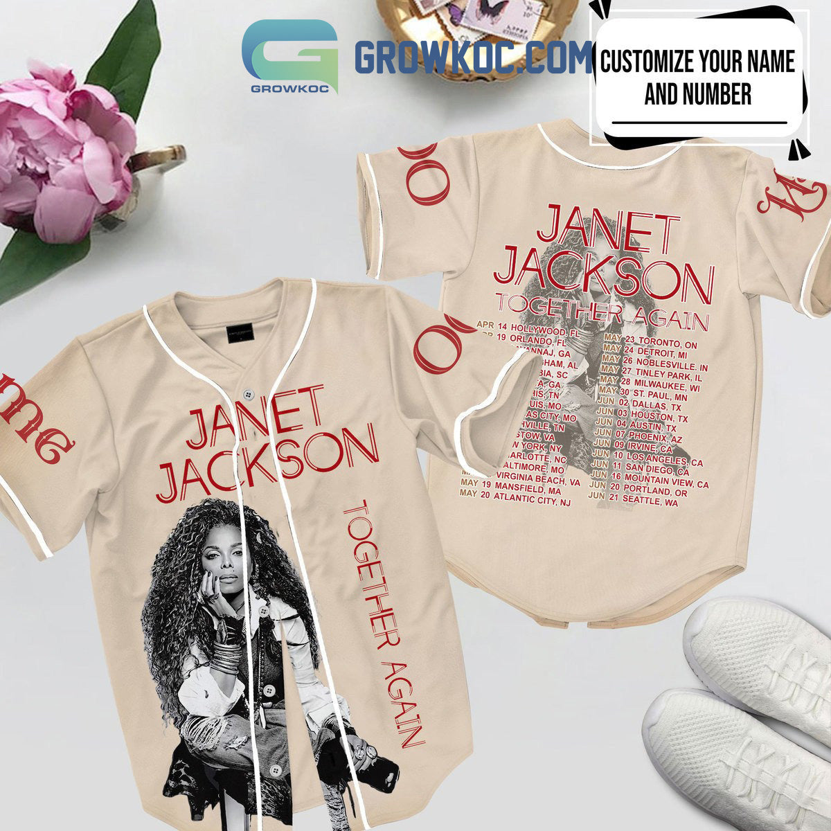 Janet Jackson Together Again Personalized Baseball Jersey