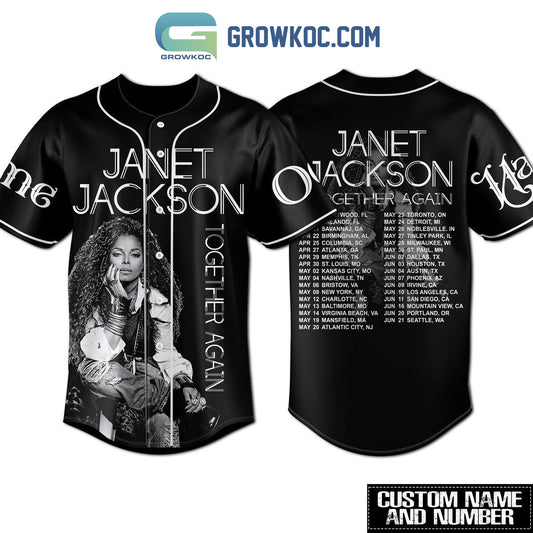 Janet Jackson Together Again Personalized Black Design Baseball Jersey