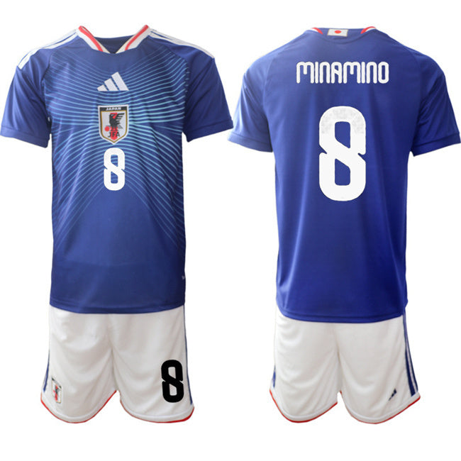 Japan #8 Takumi Minamino Blue 2026 World Cup Home Soccer Jersey Suit