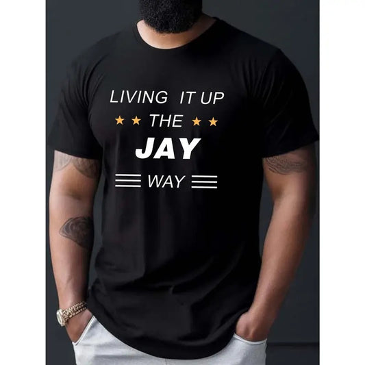 Jay Print Short Sleeve Crew Neck Tee - Men's Casual T-Shirts for Summer Outdoor Daily Wear with Comfortable Fit and...