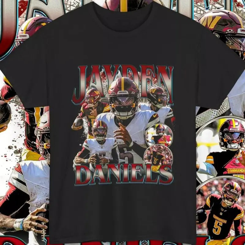 Jayden Daniels T-Shirts Graphic Tee Vintage Washington Football Unisex, Apparel for Game Day, Gift for Football Fans...
