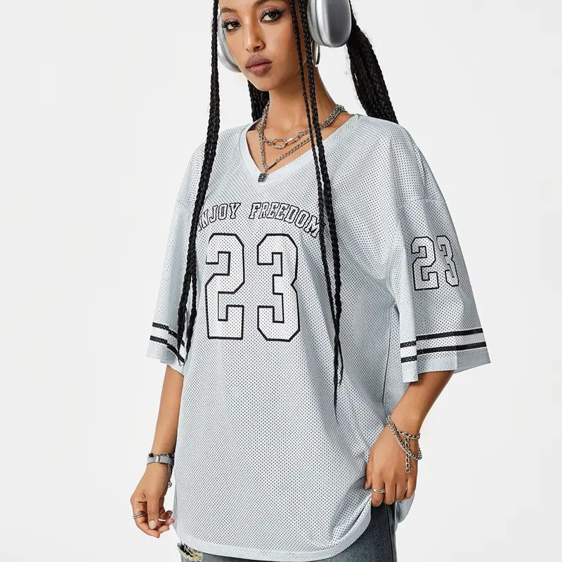 Jersey Shirts Oversized T-Shirt Jersey Top Graphic V Neck T-Shirts Casual Football Tee Tops Hoodie, Sweatshirt