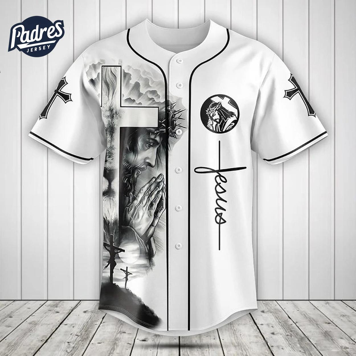 Jesus Black And White Baseball Jersey Style - Padres Jersey Oasis: Elevate Your Baseball Style Game T-Shirts,... (Image 1)