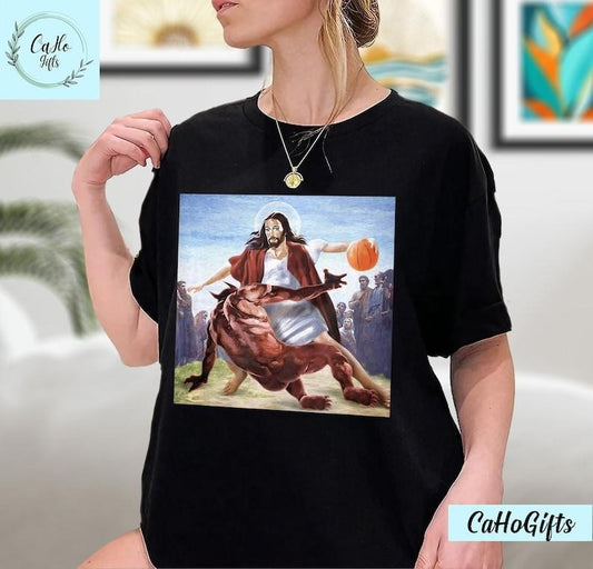 Jesus Crossing Christian T-Shirt, Jesus Shirt, Jesus Basketball  sweater and hoodie Sweatshirt | WearSparks.com