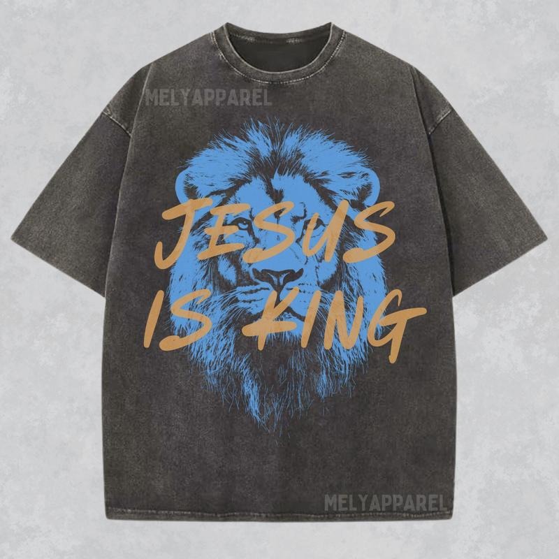 Jesus Is King Christian Shirt Streetwear Unisex Tee Religious Gift for Him or Her Bible Verse Tshirt Lion Apparel Hoodie,...