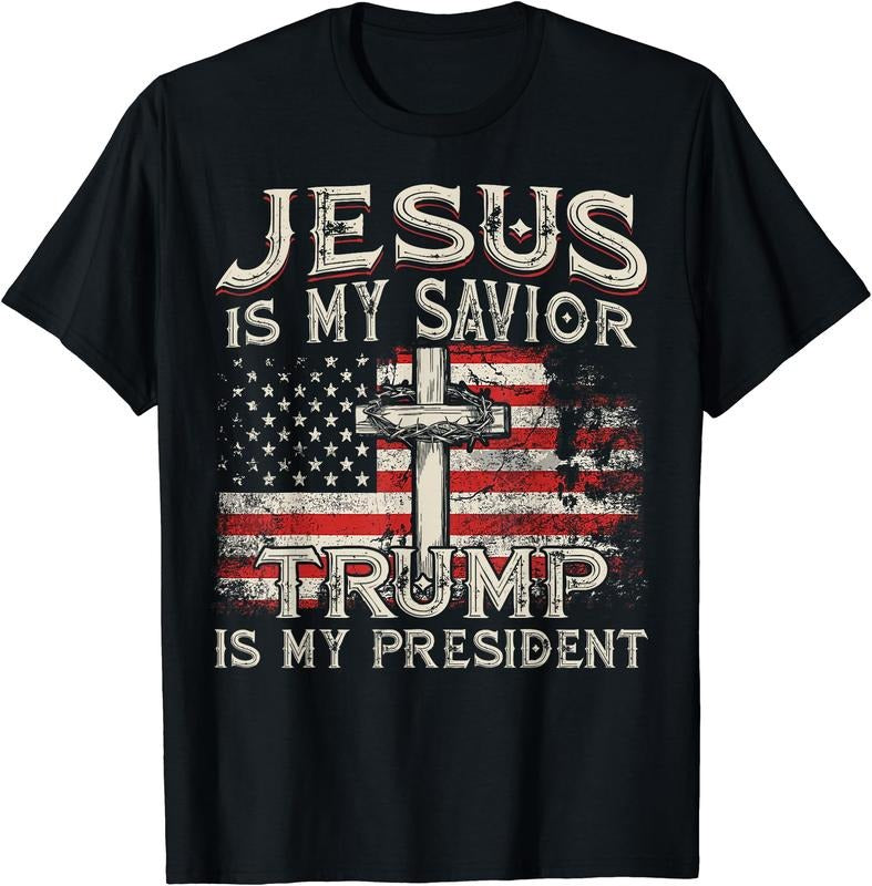 Jesus Is My Savior Trump Is My President American Flag T-Shirt Hoodie, Sweatshirt | WearSparks.com