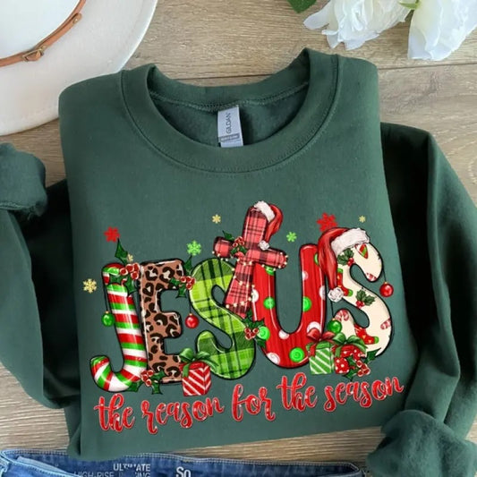 Jesus Is The Reason For The Season Retro Unisex Sweatshirt, Christian Christmas Sweatshirt, Jesus Christmas Sweater,...