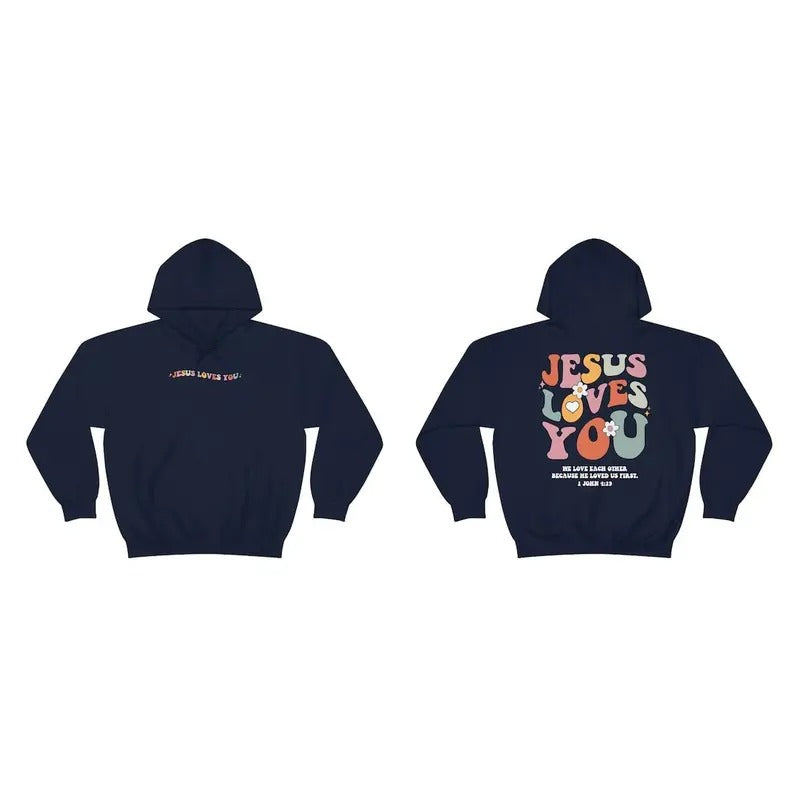 Jesus Loves You Hoodie Retro Christian Hoodie Christian Merch Jesus Hoodie Mental Health Hoodie Womenswear Cotton...