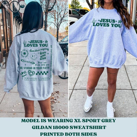 Jesus Loves You Jesus sweatshirt Jesus Apparel Jesus Crewneck Christian Crewneck Christian Sweatshirt Christian Merch...