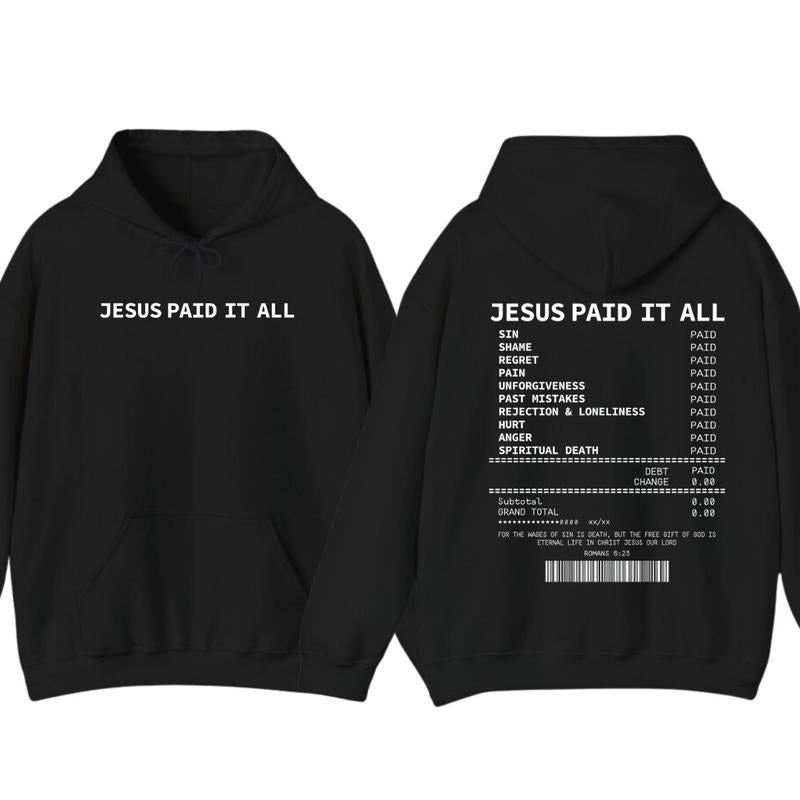Jesus Paid It All Receipt Christian Clothing T-Shirt, Easter Day Christian Apparel Jesus Merch Faith Based Gift For Men...
