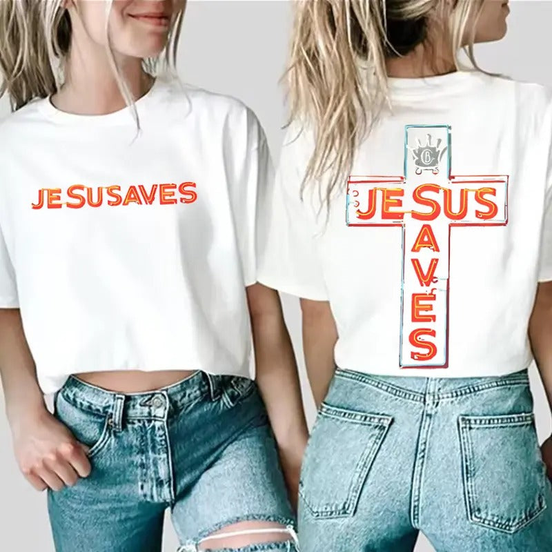 Jesus Saves Unisex Washed T-Shirt, Casual Top Outdoor Tees Hoodie, Sweatshirt | WearSparks.com