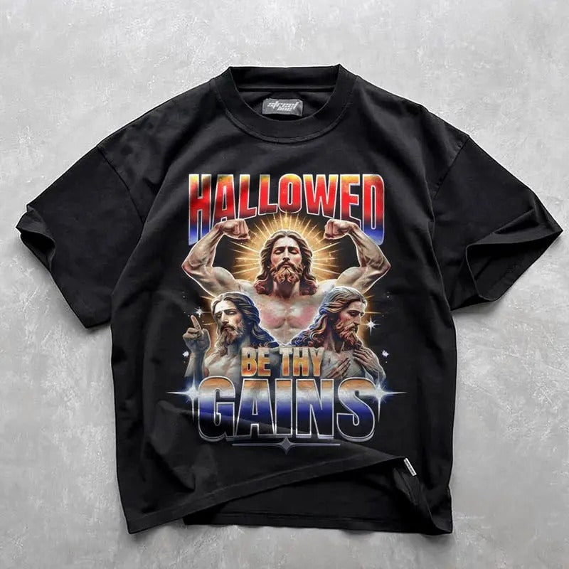 Jesus Shirt | Hallowed Be Thy Gains | Funny Gym Shirt | Christ Pump | Workout T-Shirt | Christian Clothes | Religious...