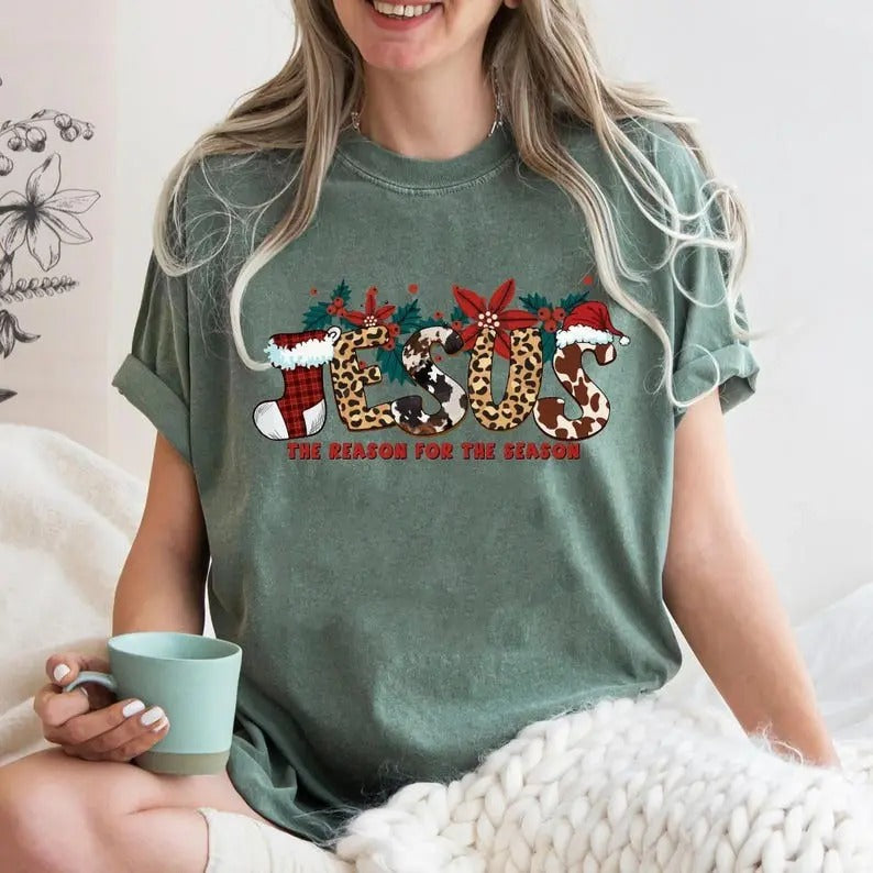 Jesus T-Shirt Christmas Gift For Her, Jesus The Reason For The Season T-Shirt Christian Christmas Tee Hoodie, Sweatshirt