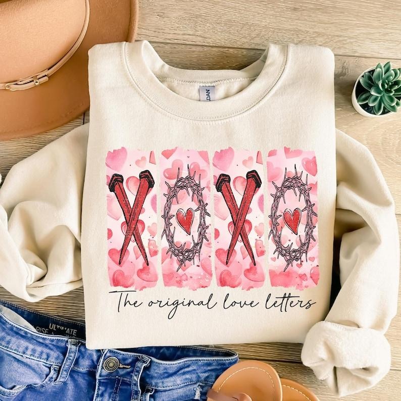Jesus Valentine , XOXO The Original Love Letters, Christian Valentine , Love Like Jesus , Brushstroke, Valentine Coquette...