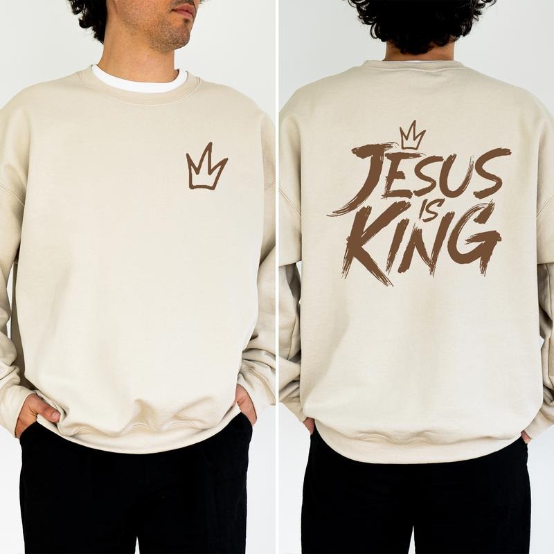 Jesus is King Sweatshirt for Men and Women, Christian Pullover, Jesus Apparel, Bible Verse Tops, Religious Crewneck,...