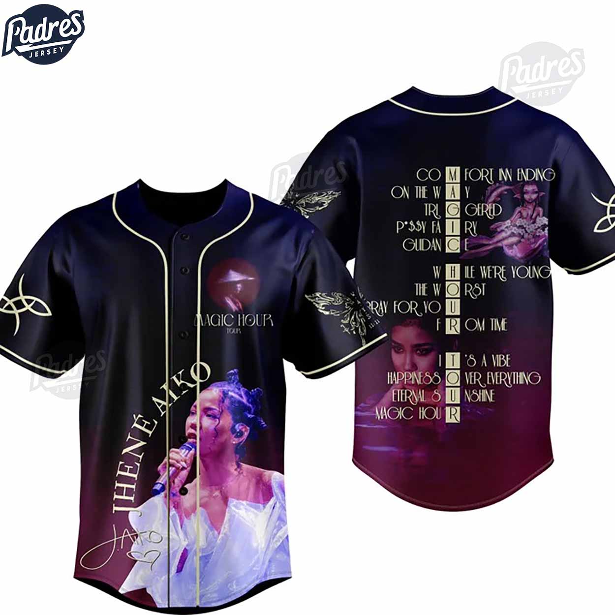 Jhene Aiko Magic Hour Tour Custom Baseball Jersey - Padres Jersey Oasis: Elevate Your Baseball Style Game... (Image 1)
