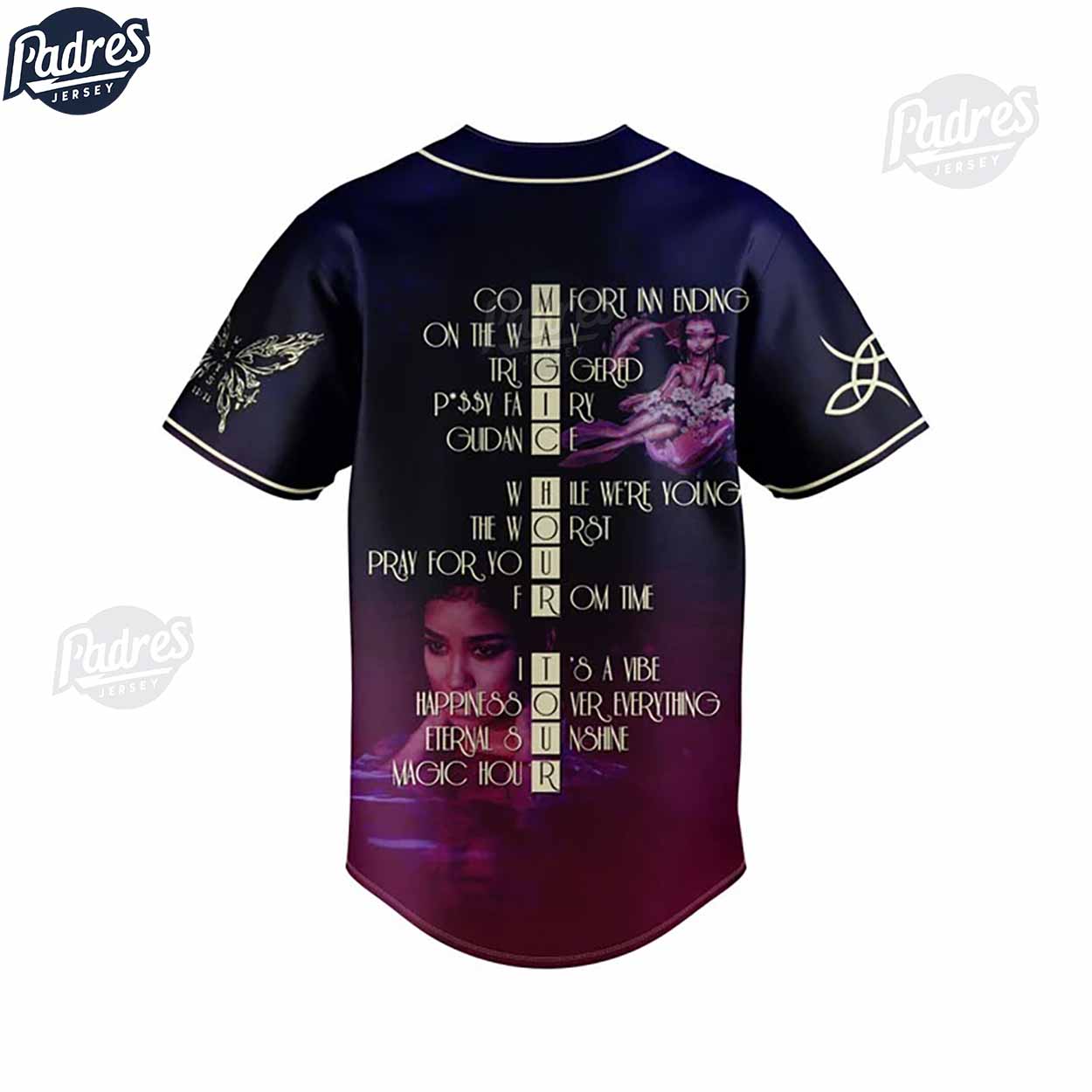 Jhene Aiko Magic Hour Tour Custom Baseball Jersey - Padres Jersey Oasis: Elevate Your Baseball Style Game... (Image 3)