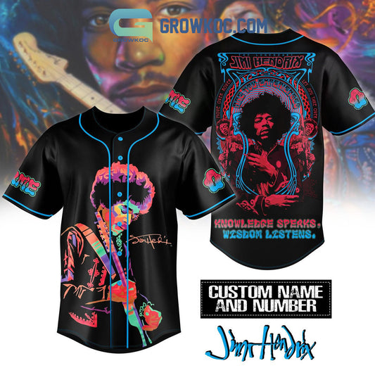 Jimi Hendrix Knowledge Speaks Wisdom Listens Personalized Baseball Jersey