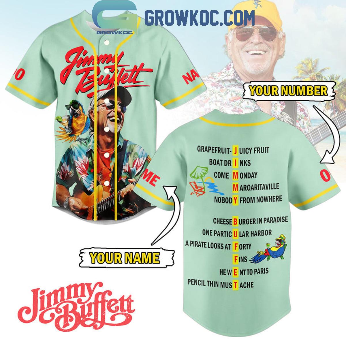 Jimmy Buffett Cheeseburger In Paradise Personalized Baseball Jersey