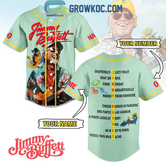 Jimmy Buffett Cheeseburger In Paradise Personalized Baseball Jersey