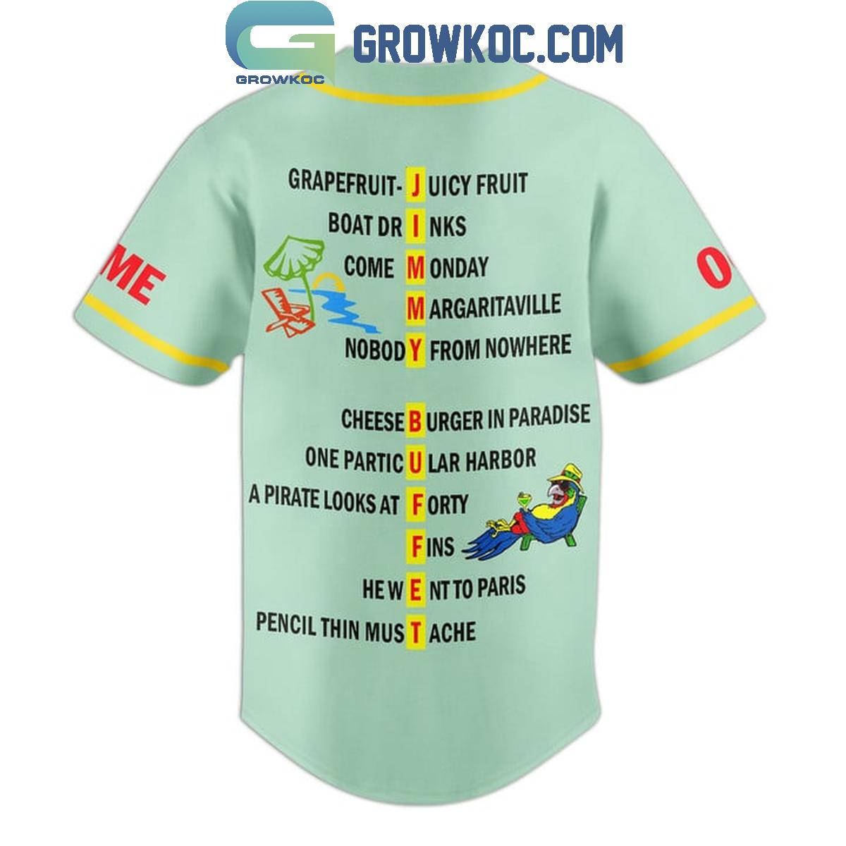 Jimmy Buffett Cheeseburger In Paradise Personalized Baseball Jersey