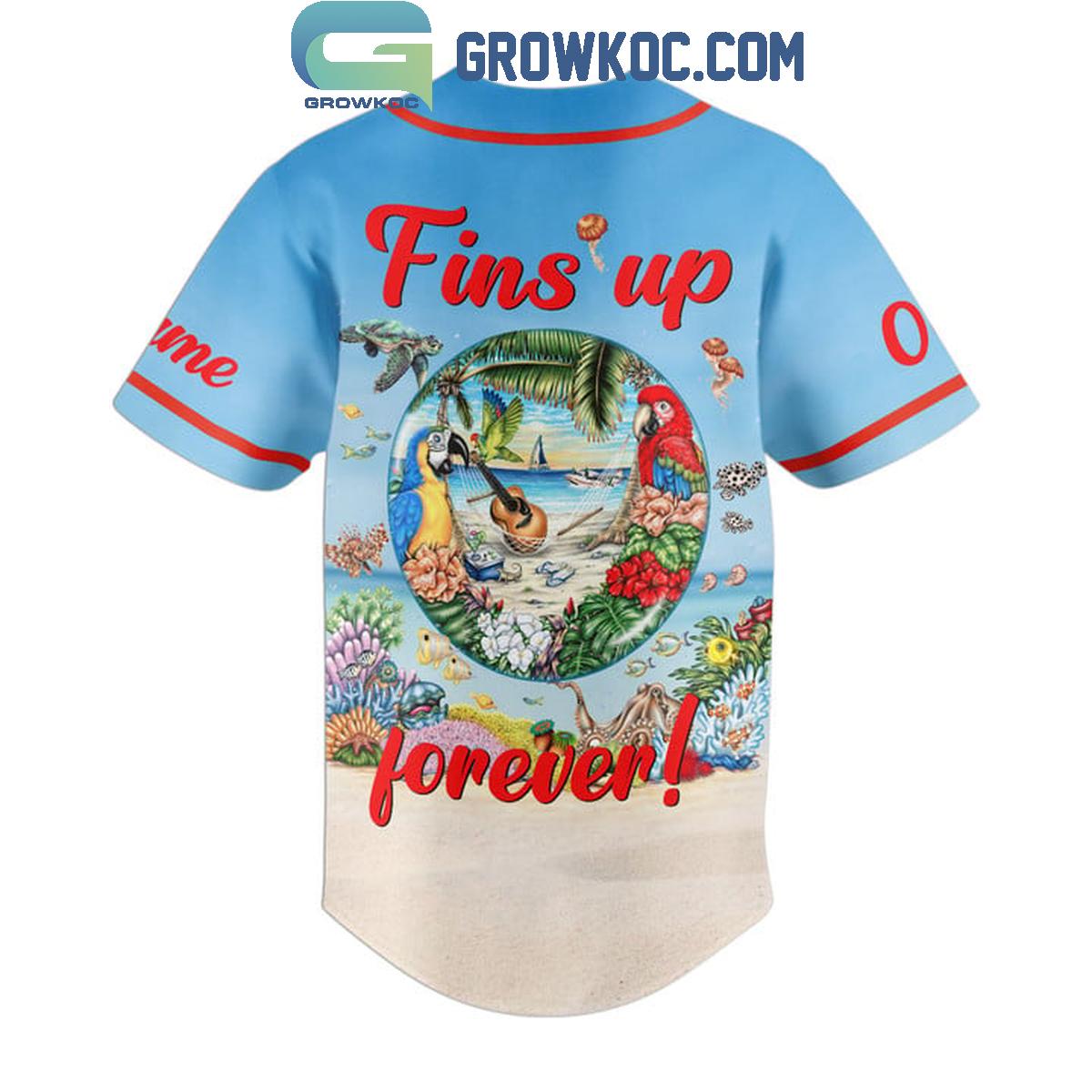 Jimmy Buffett The Holiday In Beach Fins Up Forever Personalized Baseball Jersey