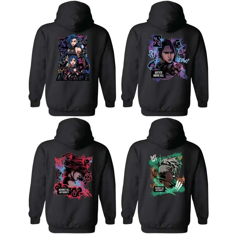 Jinx Vi Cattlyn Ekko Arcane Anime Unisex T-Shirt, Sweatshirt, Hoodie League of Legends Special Shirt Anime Shirt Anime...