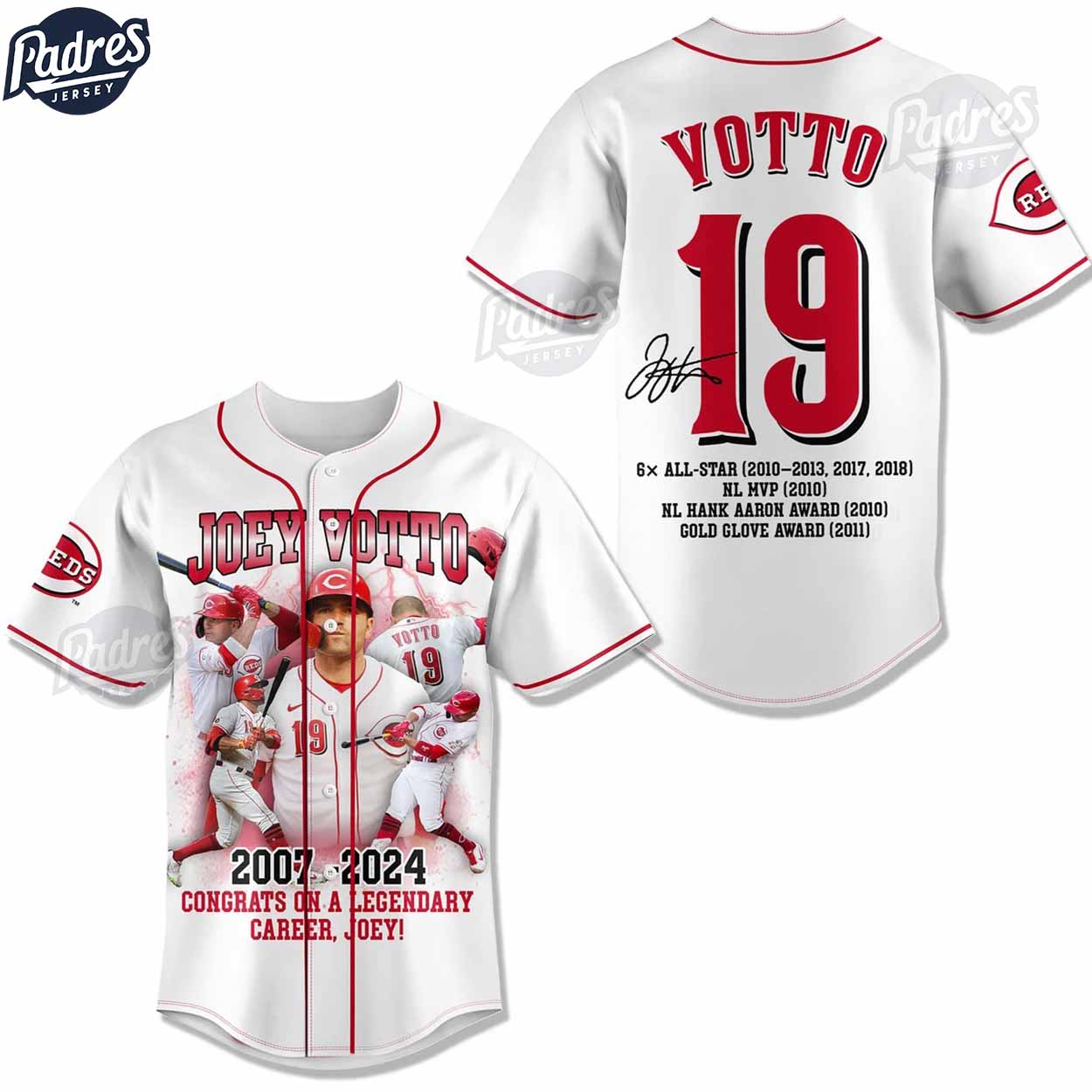 Joey Votto Cincinnati Reds Baseball Jersey - Padres Jersey Oasis: Elevate Your Baseball Style Game T-Shirts,... (Image 1)
