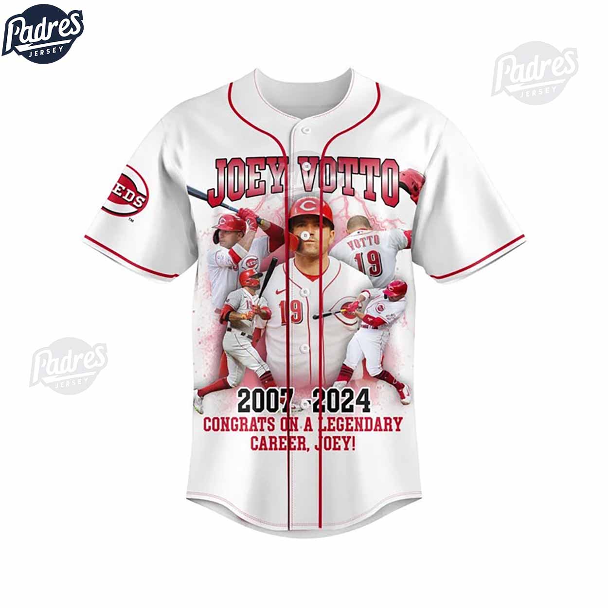 Joey Votto Cincinnati Reds Baseball Jersey - Padres Jersey Oasis: Elevate Your Baseball Style Game T-Shirts,... (Image 2)