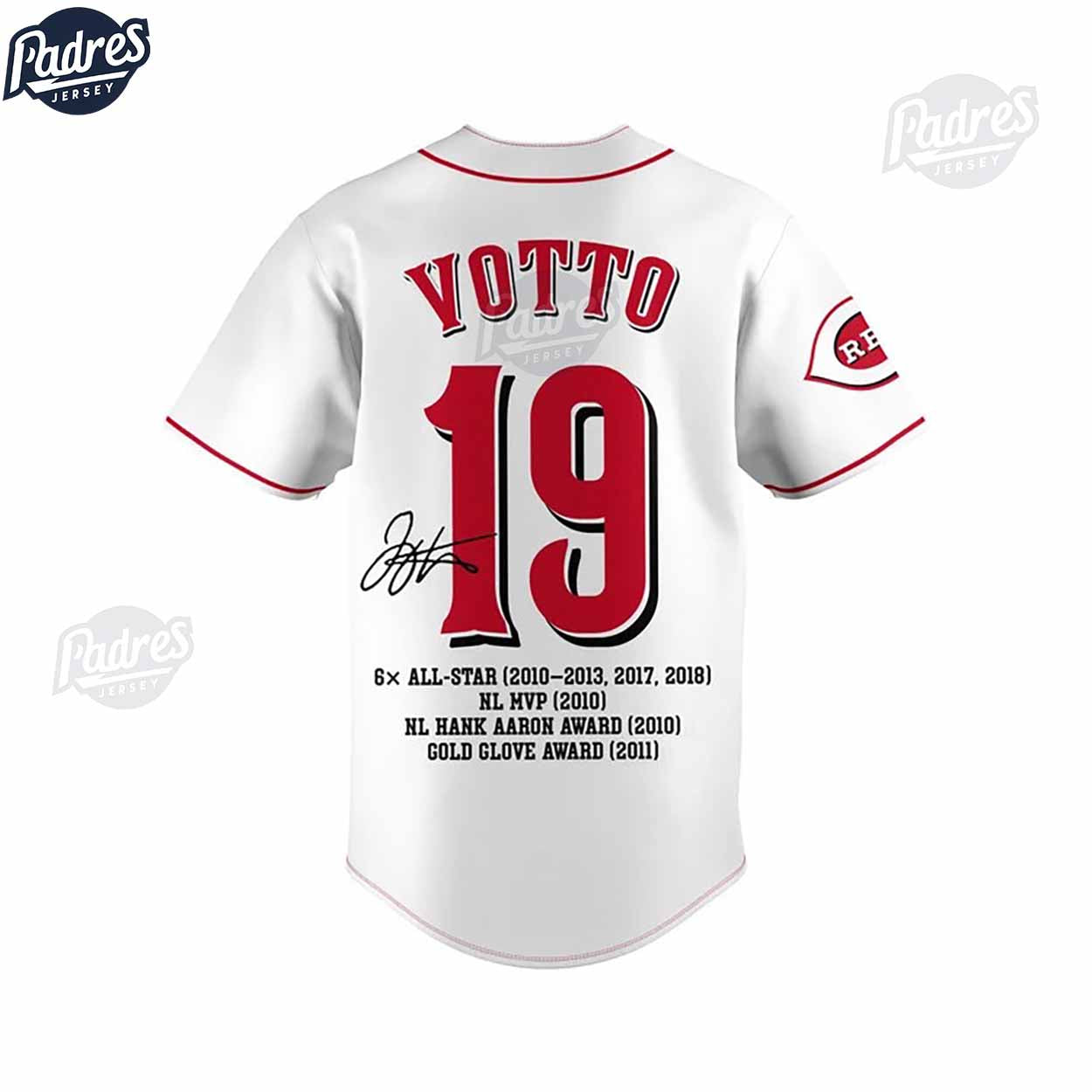 Joey Votto Cincinnati Reds Baseball Jersey - Padres Jersey Oasis: Elevate Your Baseball Style Game T-Shirts,... (Image 3)