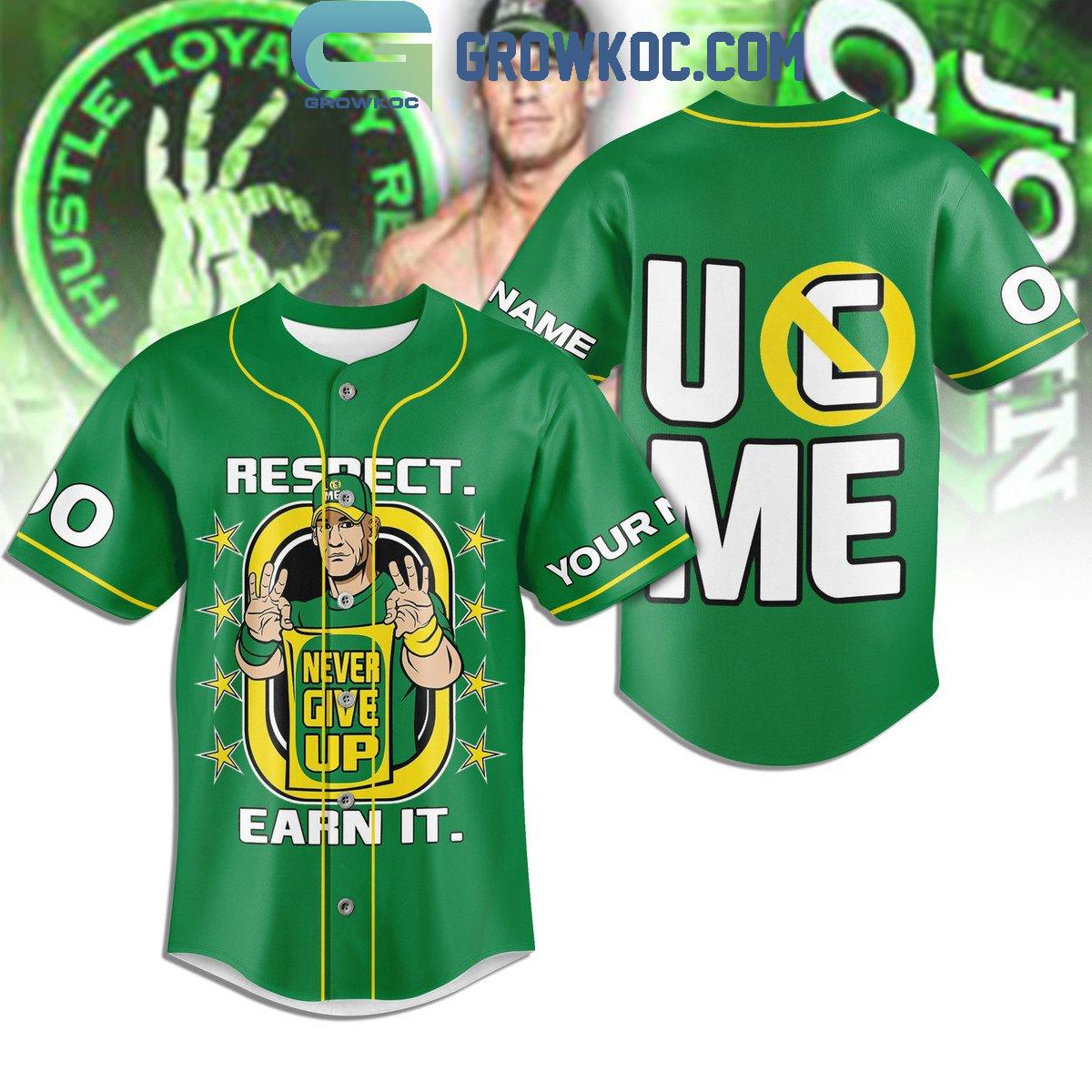 John Cena Respect Earn It Never Give Up Personalized Baseball Jersey