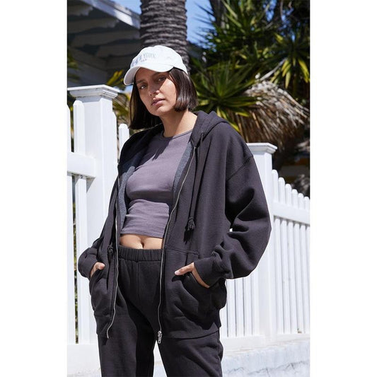 John Galt Women's Black Full Zip Hoodie T-Shirts, Sweatshirt | WearSparks.com