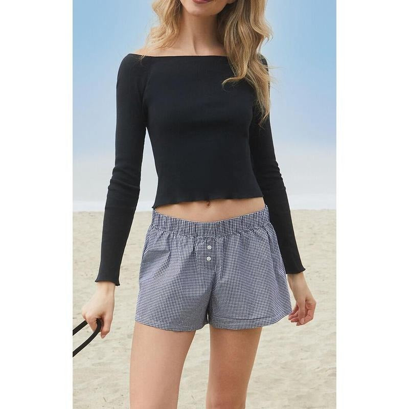 John Galt Women's Black Mayson Off-The-Shoulder Long Sleeve Top T-Shirts, Hoodie, Sweatshirt | WearSparks.com