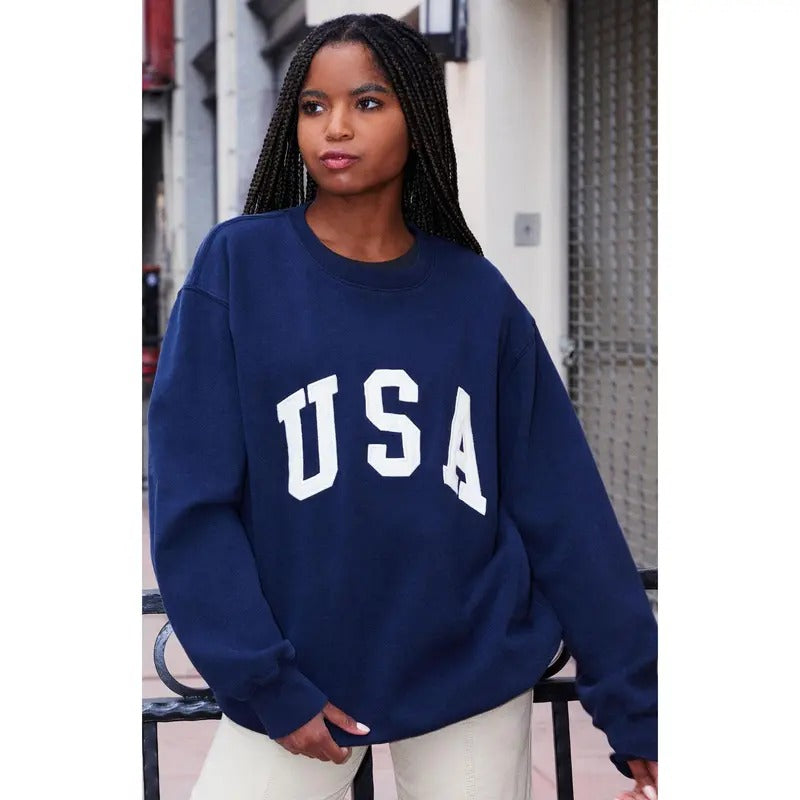 John Galt Women's Erica USA Crew Neck Sweatshirt T-Shirts, Hoodie | WearSparks.com