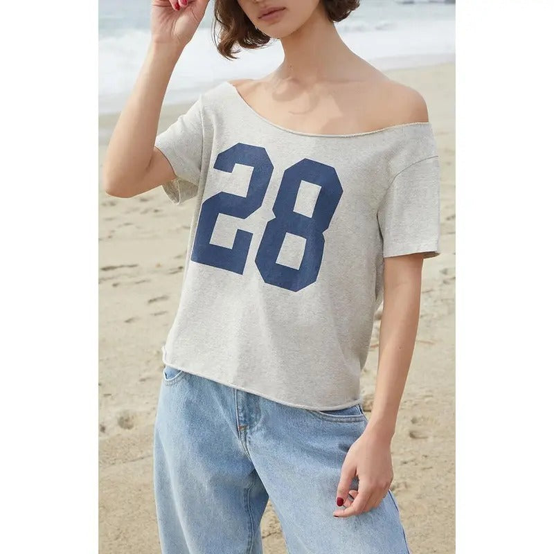 John Galt Women's Gray 28 Robyn Off-The-Shoulder Top - Multicolor T-Shirts, Hoodie, Sweatshirt | WearSparks.com