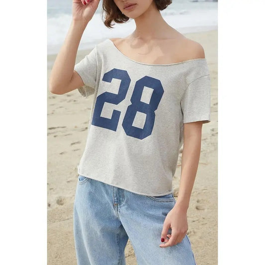 John Galt Women's Gray 28 Robyn Off-The-Shoulder Top - Multicolor T-Shirts, Hoodie, Sweatshirt | WearSparks.com