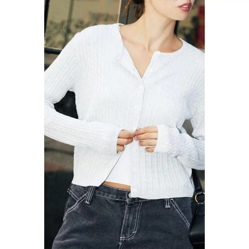 John Galt Women's Gray Zoe Cable Knit Cardigan T-Shirts, Hoodie, Sweatshirt | WearSparks.com