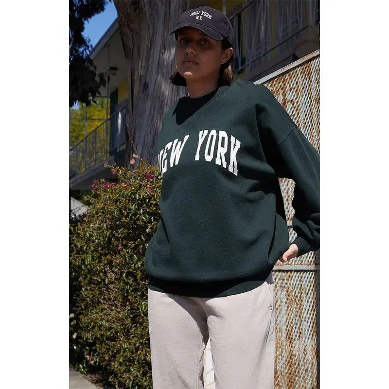 John Galt Women's Green Erica New YorkÂ Crew Neck Sweatshirt T-Shirts, Hoodie | WearSparks.com